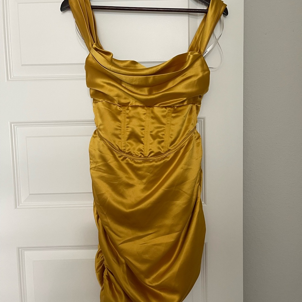 For Love And Lemons Strapless Gold Dress